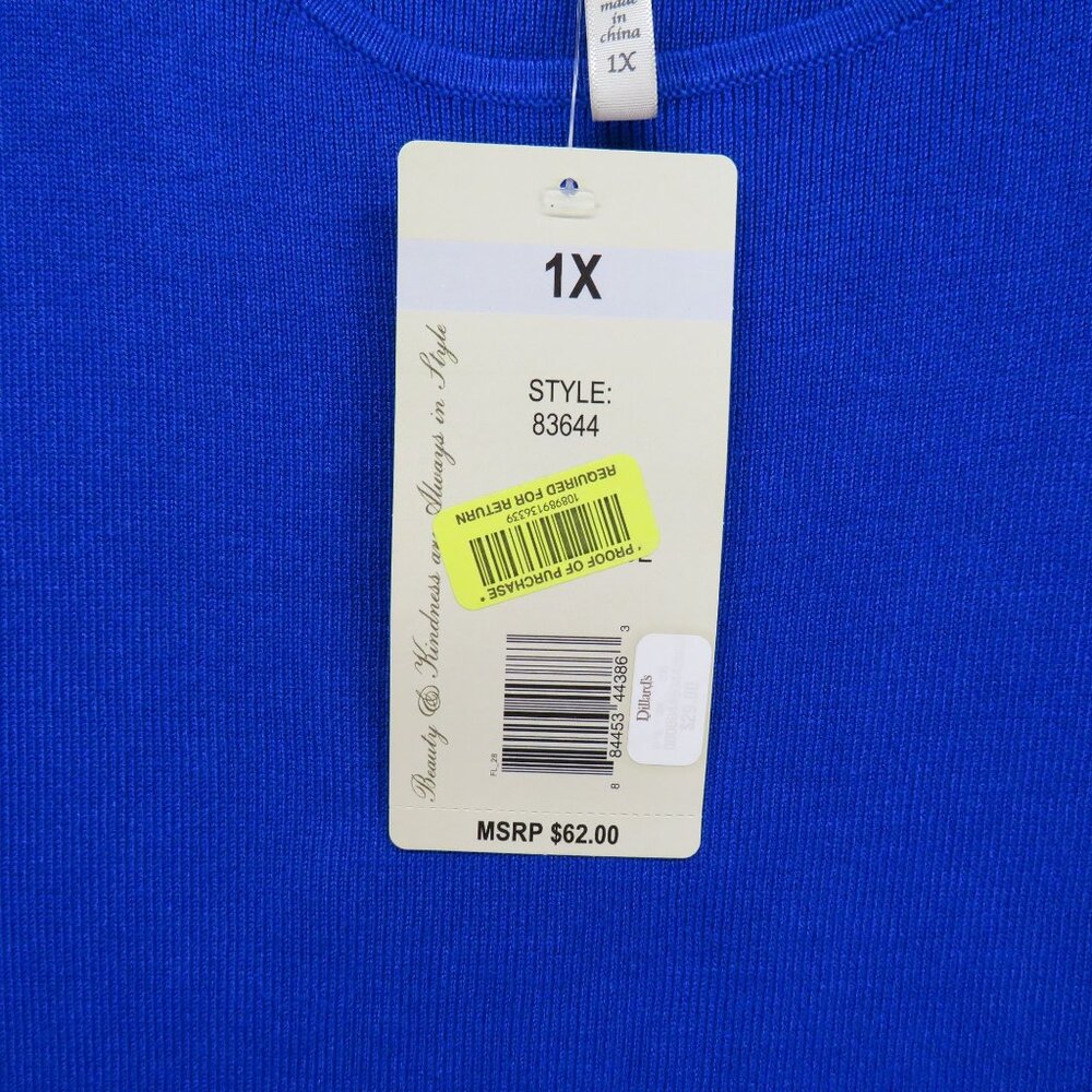 Leo Nicole Sweater Womens Size 1X Blue Tank Top Ribbed Knit Sleeveless New - Picture 5 of 9